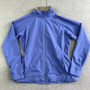 Marmot Women’s L Softshell Blue Full‑Zip Jacket Fleece Lined Hiking Layer (FLAW)